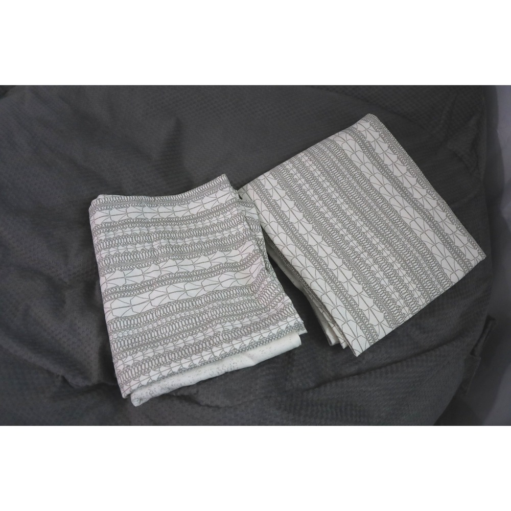 West Elm Echo Print Curtain 100% Cotton Panels 48x84 Set of 2 Grey Geometric